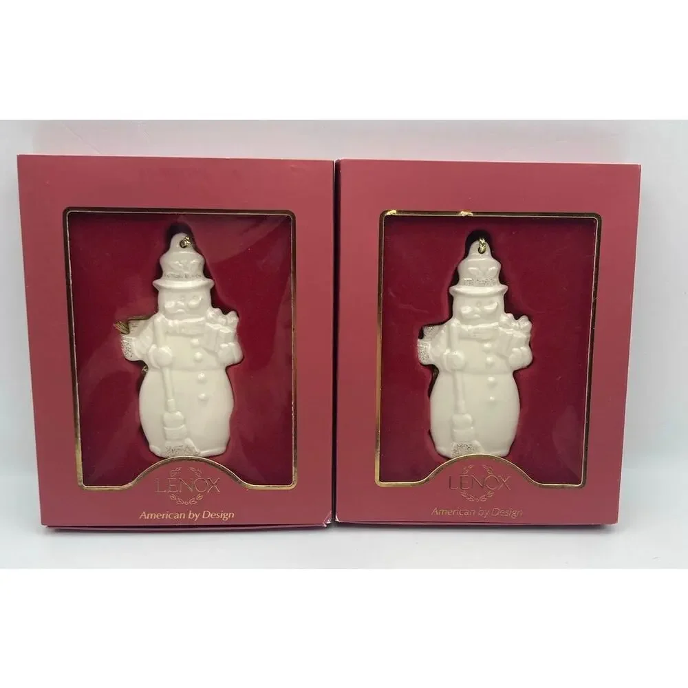 Lenox Snowman Ornament-Set of 2 NIB